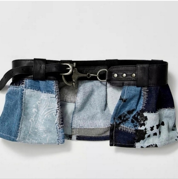NWT FREE PEOPLE Curtain Call Denim Skirt Beltwaist goes up to 29: - Picture 1 of 4